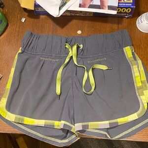 lululemon athletica Charcoal and Lime Athletic Shorts
